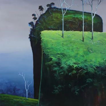 Contemporary Australian landscape painting by Christopher Lees, titled Emerald Bluff.