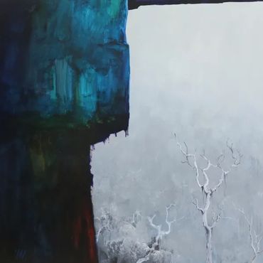 Contemporary Australian landscape painting by Christopher Lees, titled Under The Overhang.