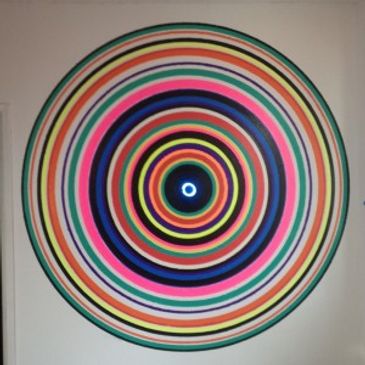 boobies and lifesavers”
Solid paint, neon, latex paint executed on drywall
72 x 3 x 72 in
