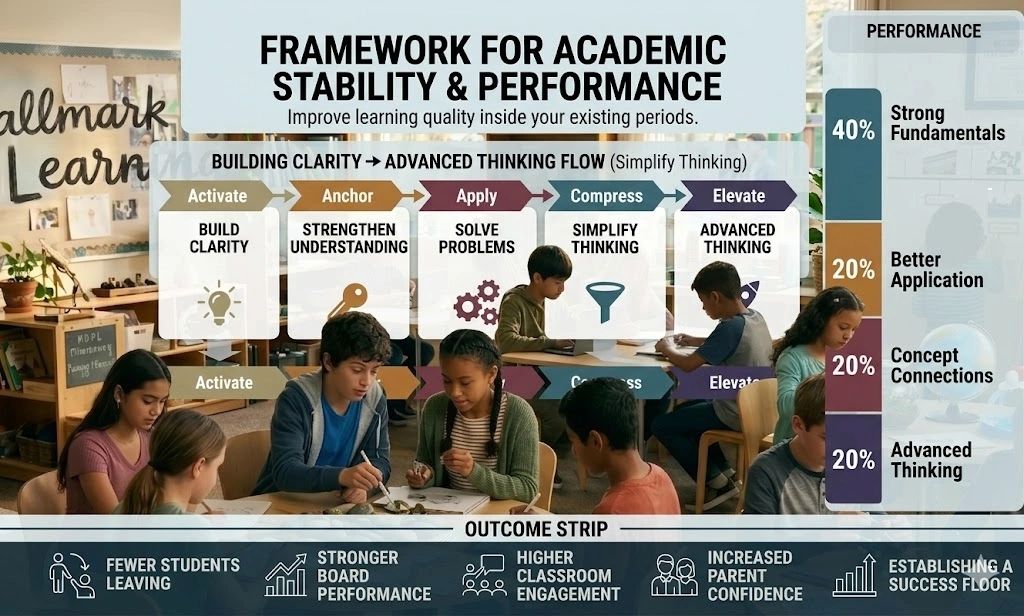 Framework for academic stability and performance with steps to improve learning quality.