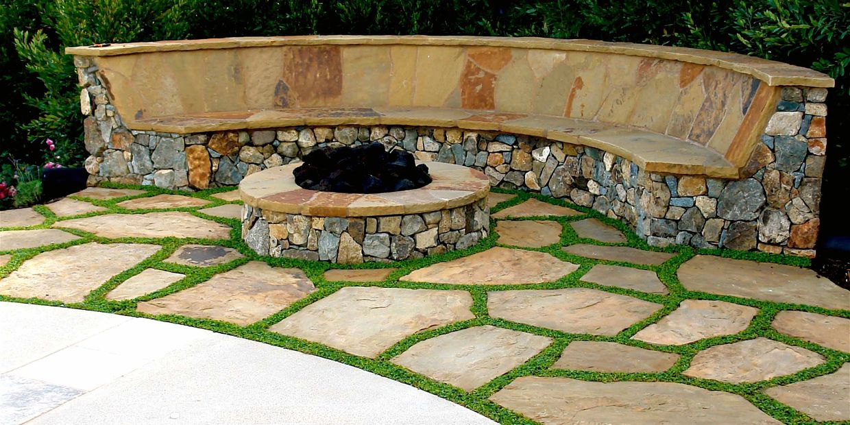 Flagstone Fire pit seating area