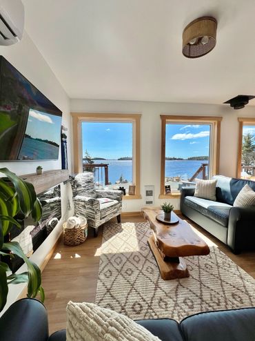 Living room with lakeview