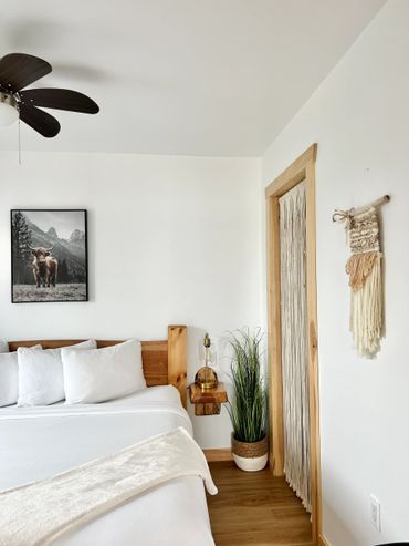 Cozy bedroom with custom made king bed