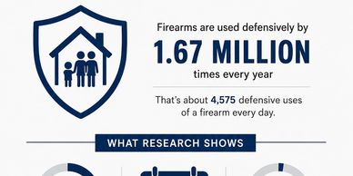 Infographic highlighting 1.67 million defensive firearm uses annually in the U.S.