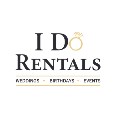 Logo for I Do Rentals with a gold ring graphic and text for rentals and events.