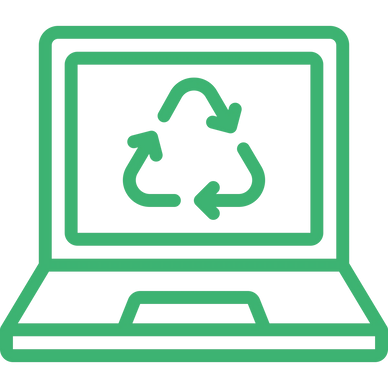 A laptop with a recycle symbol on the screen.