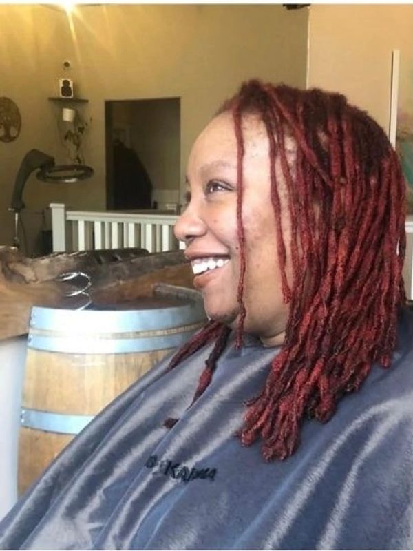 Red Dread dreadlocks hairstyles and coloured at Ciscos Karma Brightons Best Salon 