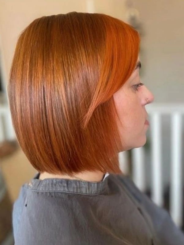Copper Colour Hair Brighton Hair cut Sexy Bob with bangs 