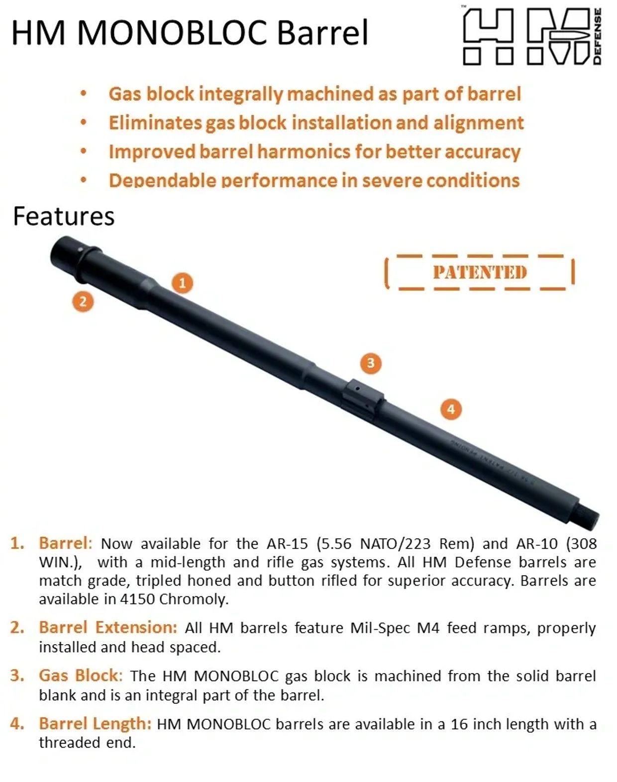 proudly made in the USA, with an integrally machined gas block for improved accuracy.