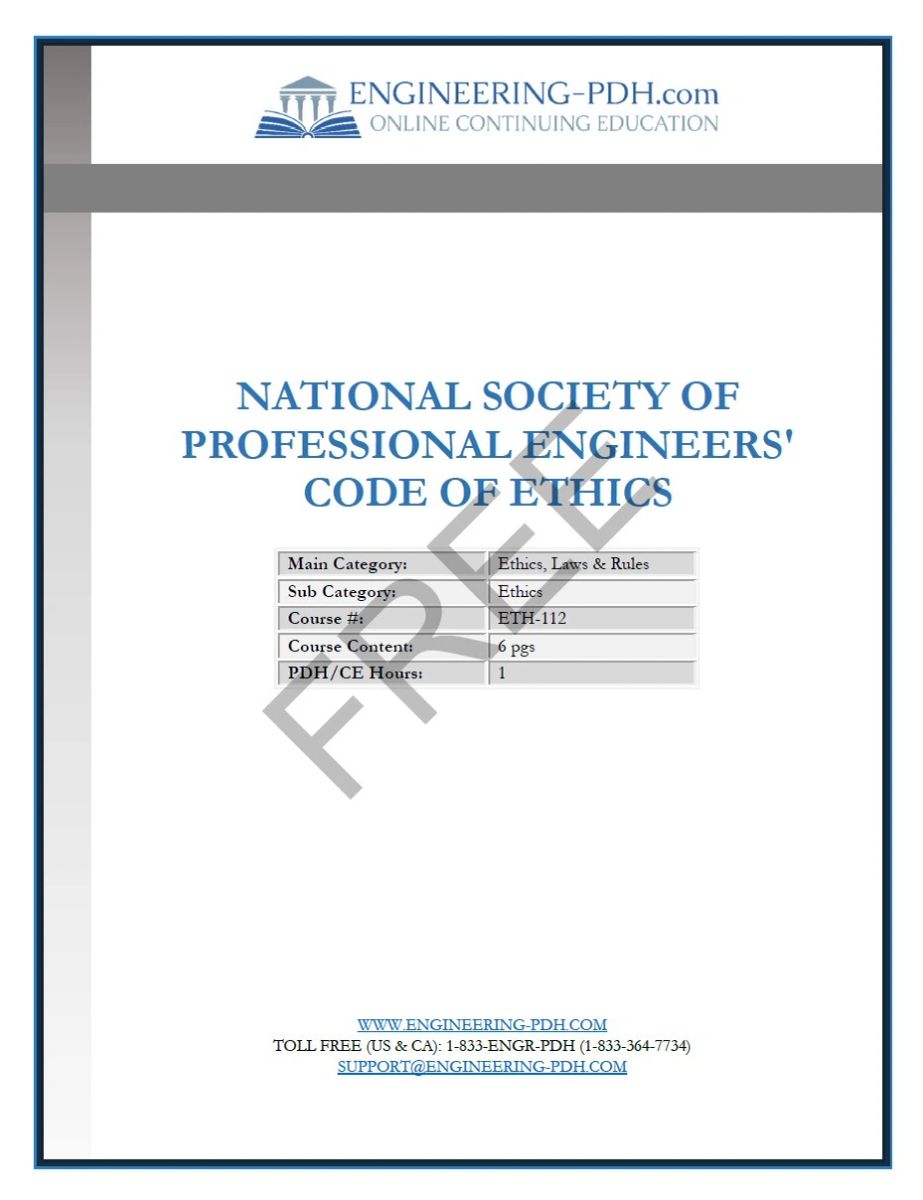 *FREE PDH* ETH-112 (1 Hrs) - NSPE Code of Engineering Ethics