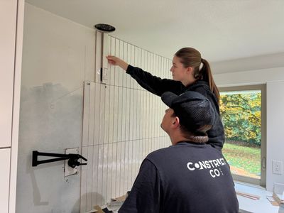 Cory and his daughter laying tile in a home remodel in Battle Ground, WA 98604