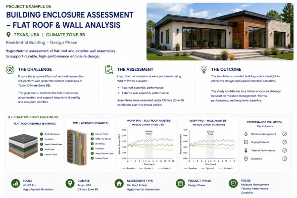 Residential building envelope hygrothermal assessment in Texas using WUFI® Pro to evaluate flat roof