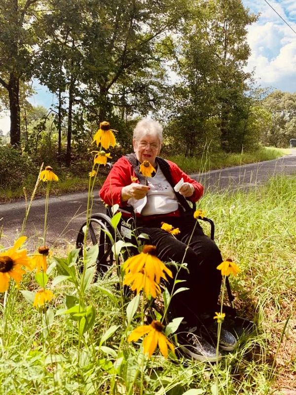 a place for mom, a place for dad, grandmother, seniors picking wildflowers