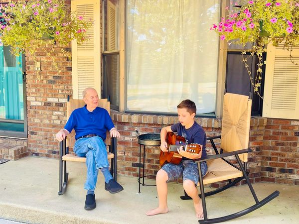 porches and music therapy, music for seniors, grandpa can sing