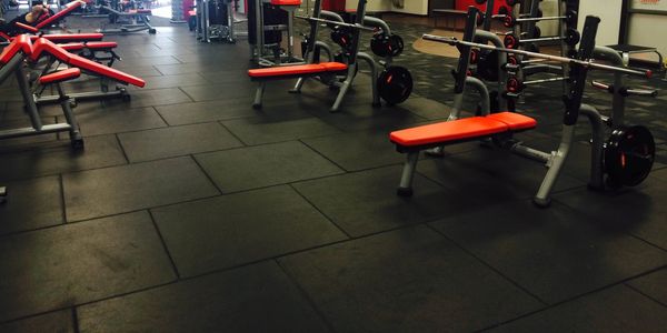 Rubber commercial home gym flooring mats.