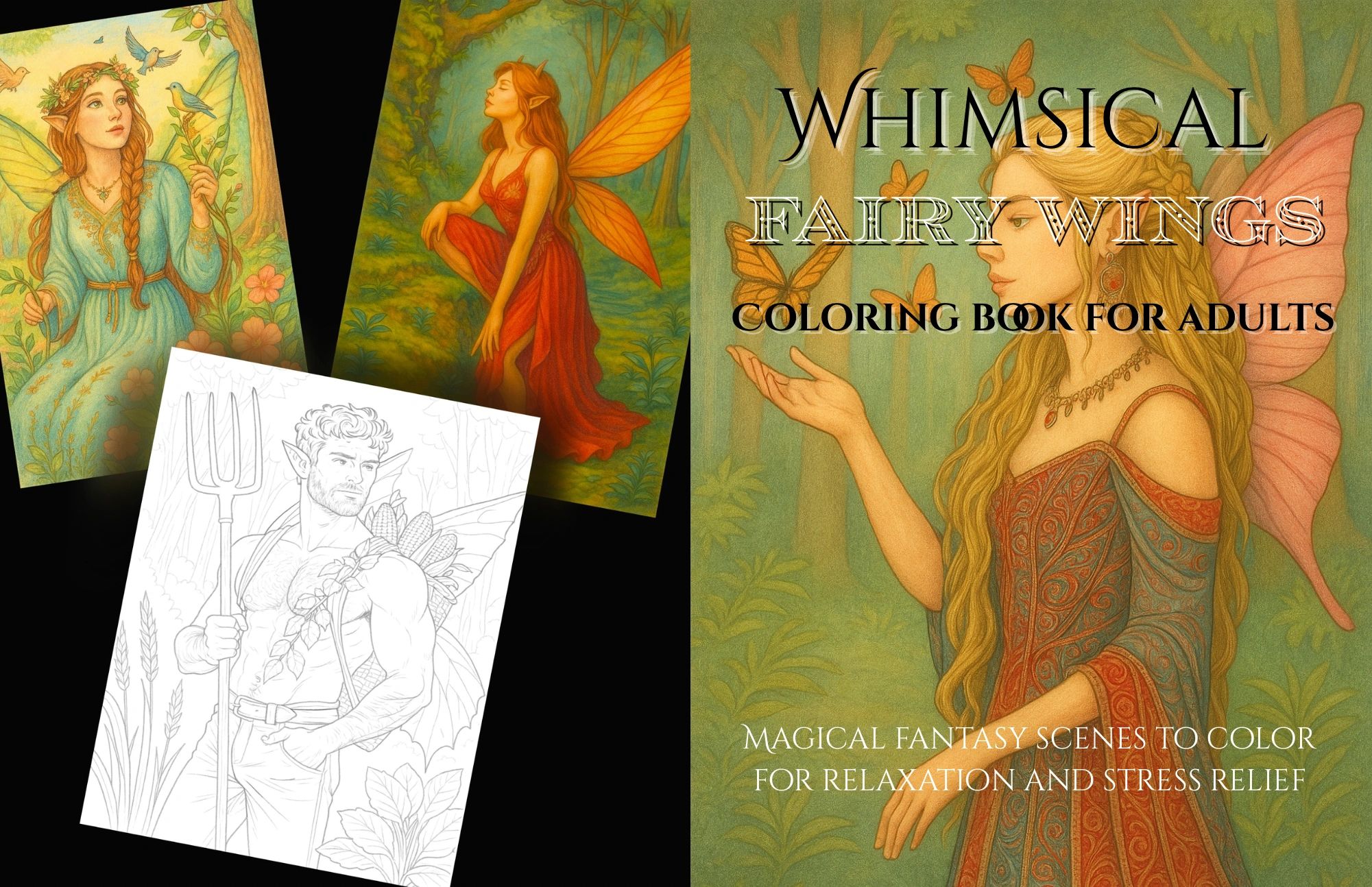 Whimsical Fairy Wings coloring book for adults
