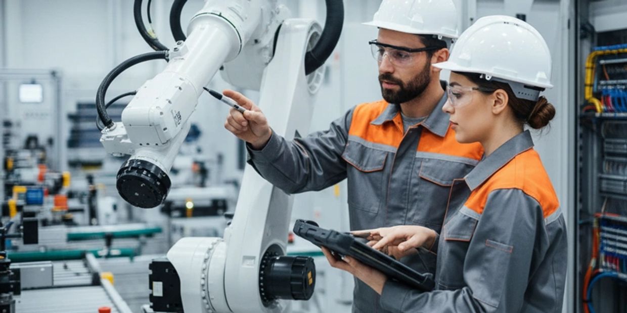 Personas garantizando sistemas óptimos robóticos.