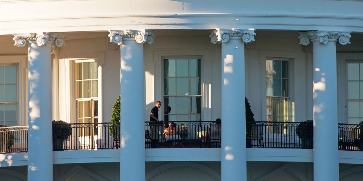 President Obama on the Truman Balcony late summer of twenty sixteen.