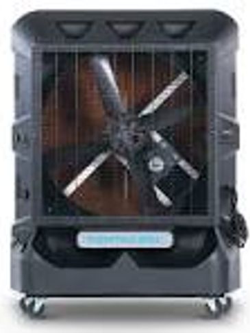 Industrial portable evaporative cooler on wheels.