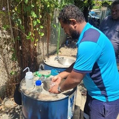 Routine water quality monitoring in the Honiara reticulation network.