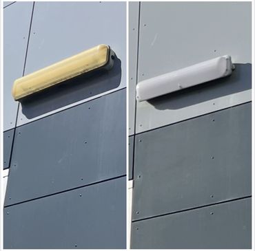 Exterior light replacement before and after Newcastle NSW electrician