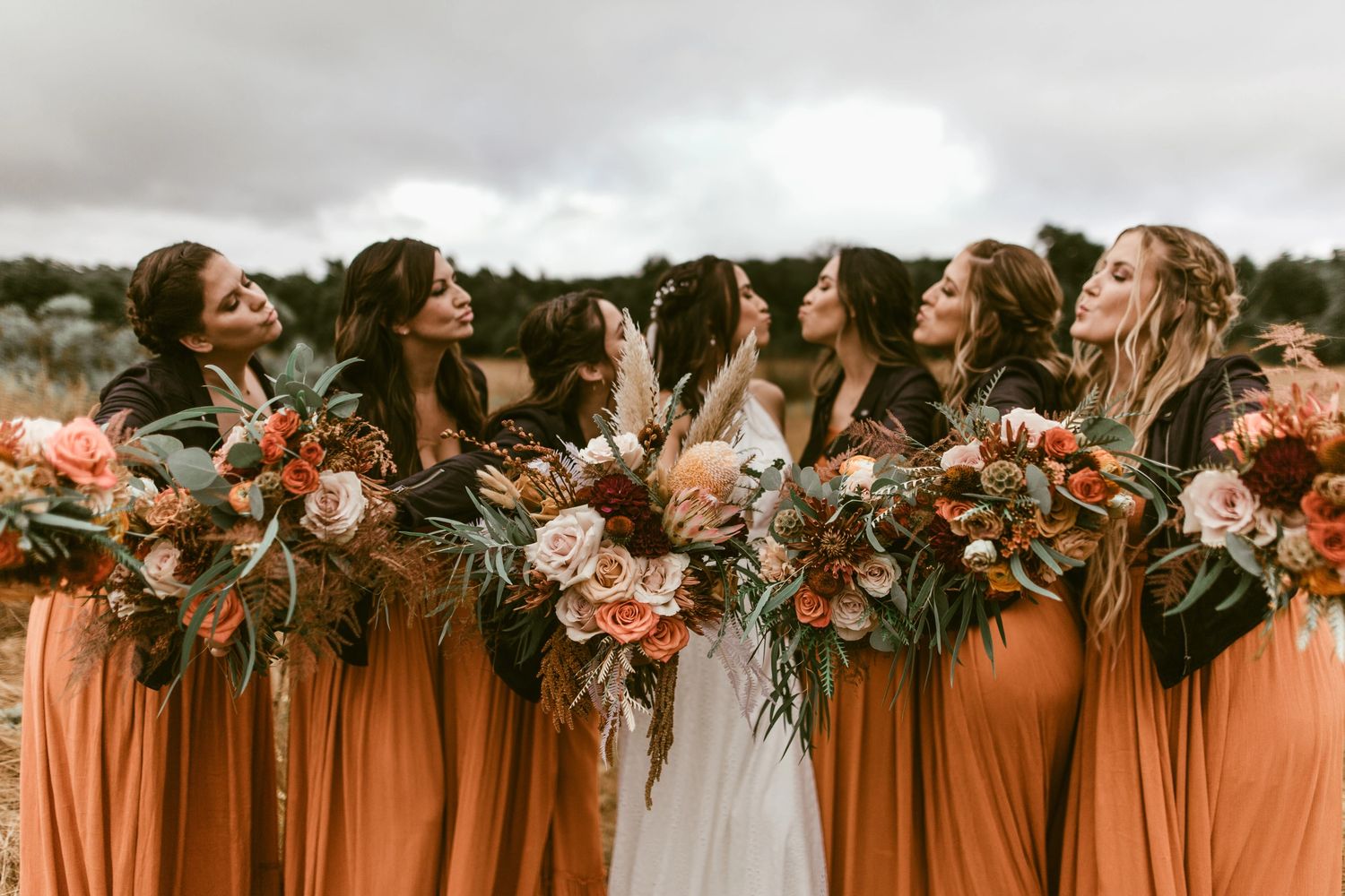 Romantic boho outdoor wedding field