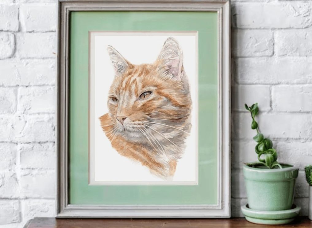 Cat portrait by Jo Shepherd - custom watercolour commissions UK