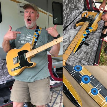 Custom Flutterswine strap for a Fender Telecaster guitar.