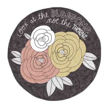 Illustration of flowers with an inspirational quote.