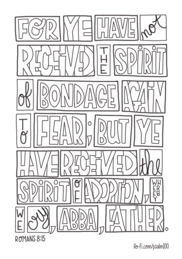 Hand-drawn scripture lettering from Romans 8:15.