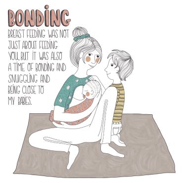 Illustration of breastfeeding as bonding time.