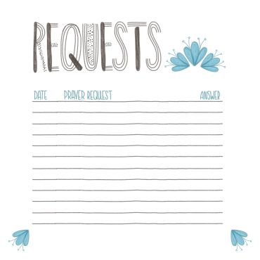 Decorative requests list with floral accents.