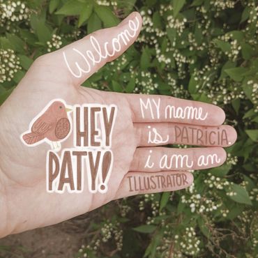 Hand with welcoming message and introduction written on fingers.