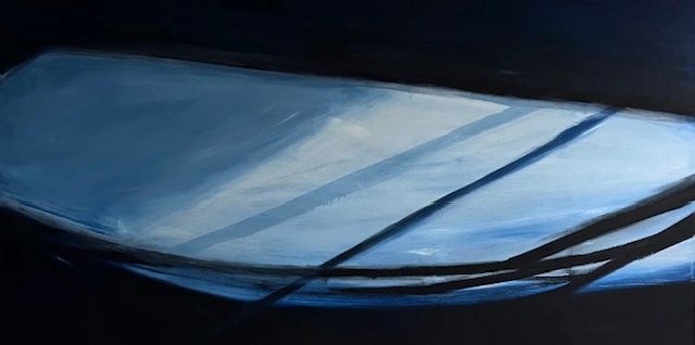 Blue and black oil painting