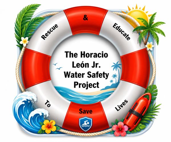 Life buoy logo for Horacio León Jr. Water Safety Project promoting rescue and education.