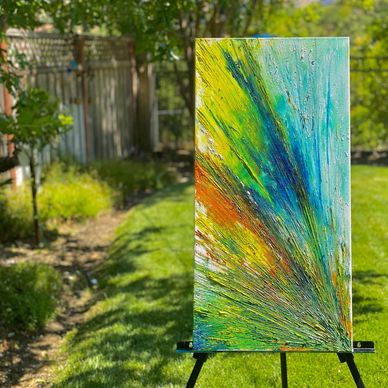 A painting draw with Garden and green leaf