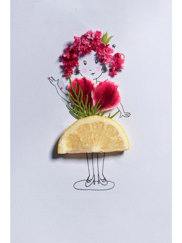 Orange Pink flower Painting Apply on Girl safe 