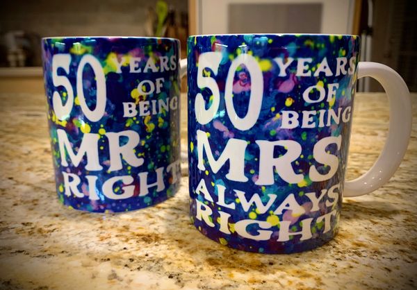 Customized cups...50 years is no joke.