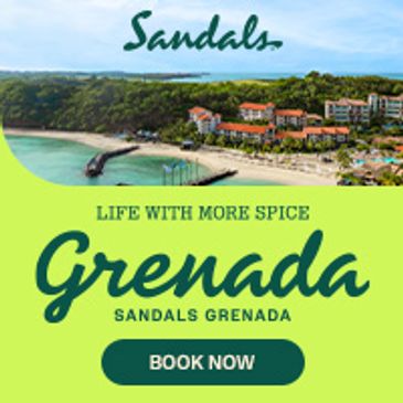 Tropical beach resort promotion for Sandals Grenada.