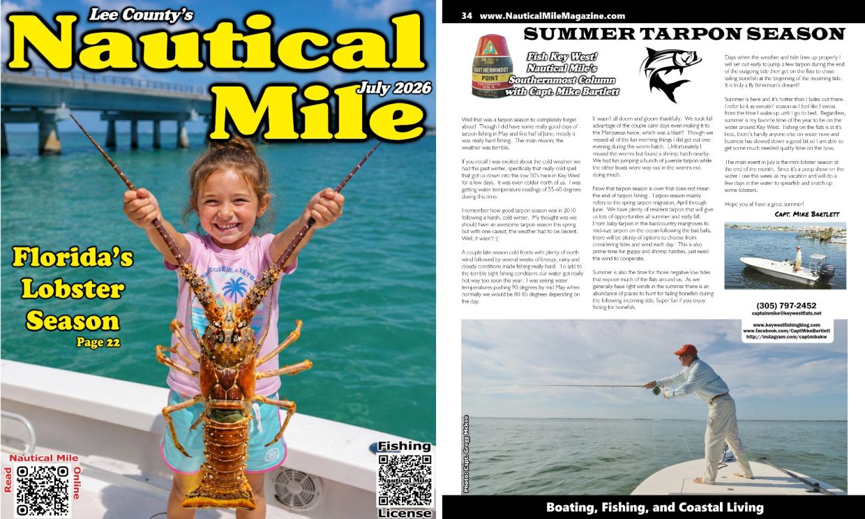 Magazine cover and article on fishing seasons in Florida.