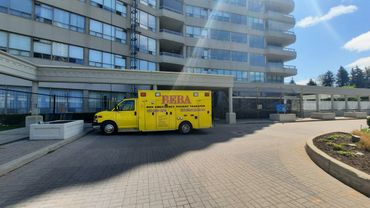 Our ALS ambulance dropping off patient to their condo after day surgery