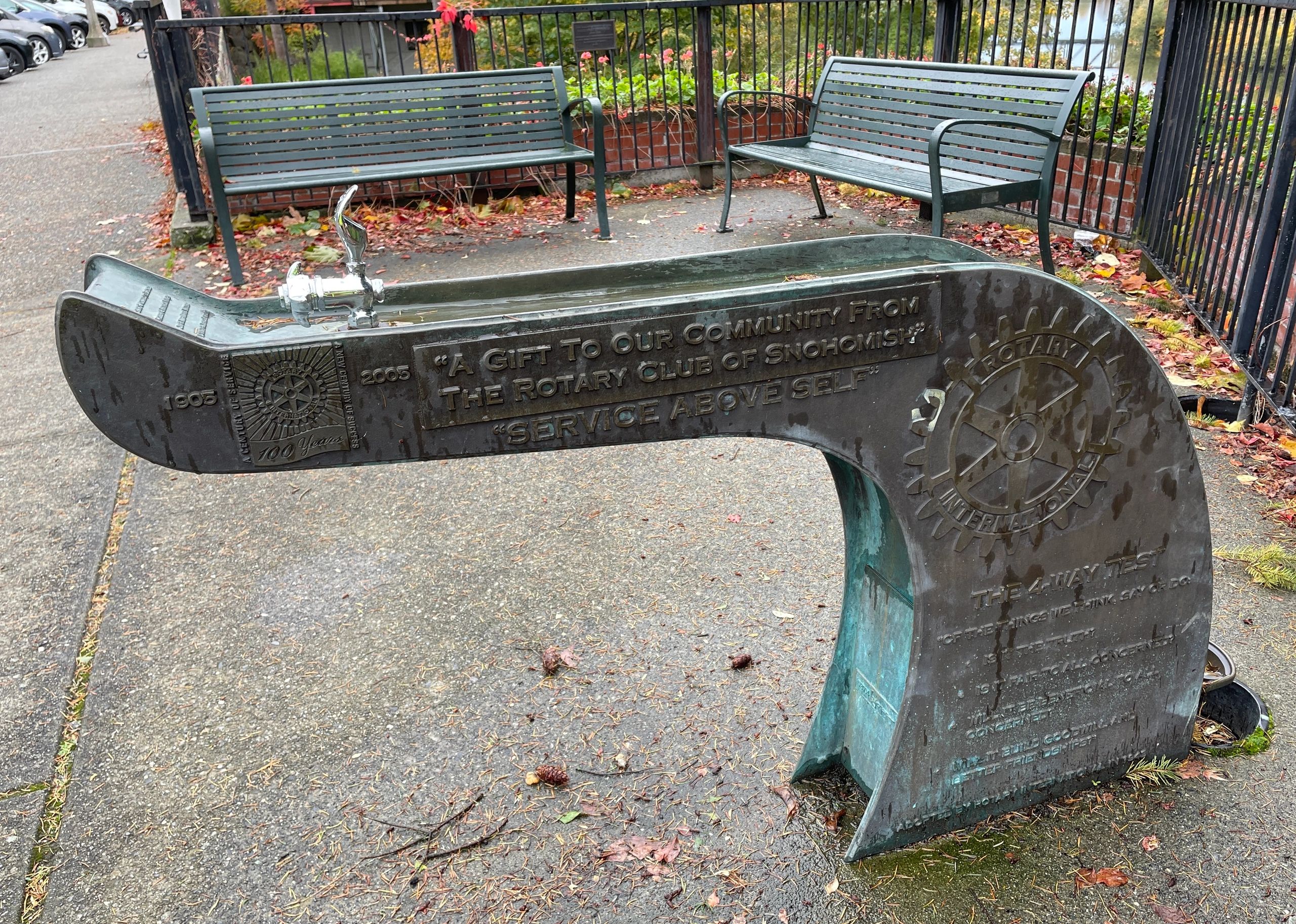 The water fountain for pets and people donated by the Rotarians.  