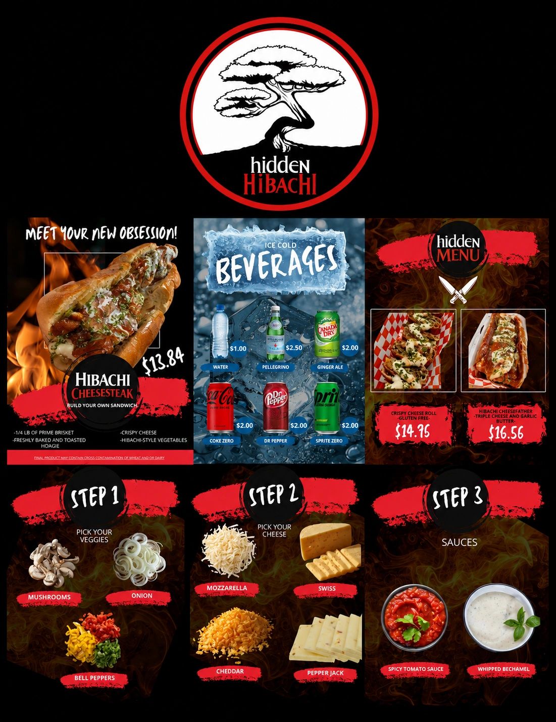 Full Menu for Hidden Hibachi