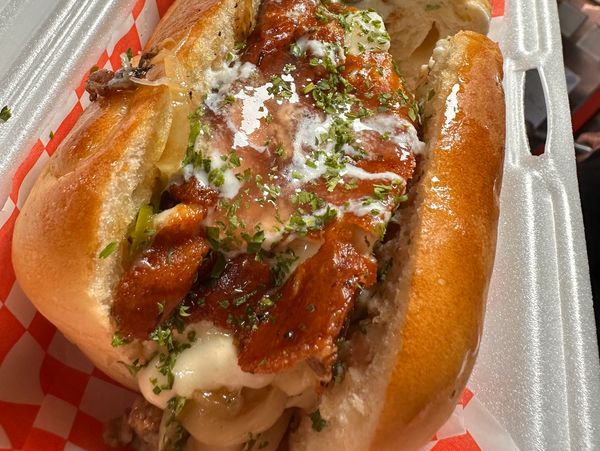 Hibachi cheese steak in Togo container