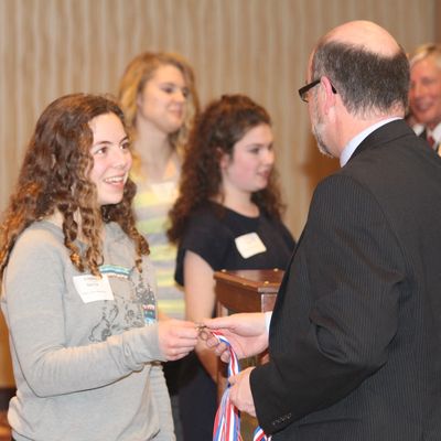 ISBA YLD  Know Your Constitution recipient smiling at awards ceremony