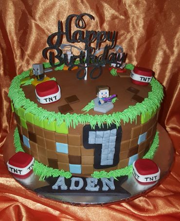 Minecraft Themed Chocolate Birthday Cake