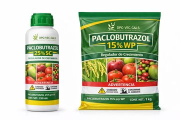 Paclobutrazol plant growth regulators in bottle and powder form.