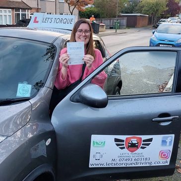 Driving lessons near me in Orpington; Charlotte R passed with Let's Torque Driving School!