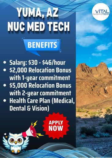 Full-time Nuclear Medicine Tech career in Yuma, Arizona. Job info provided by Vital DiagnosTech.