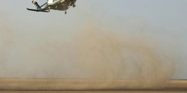 A139 desert landing possible brown out due to sand, flight safety assessment.
